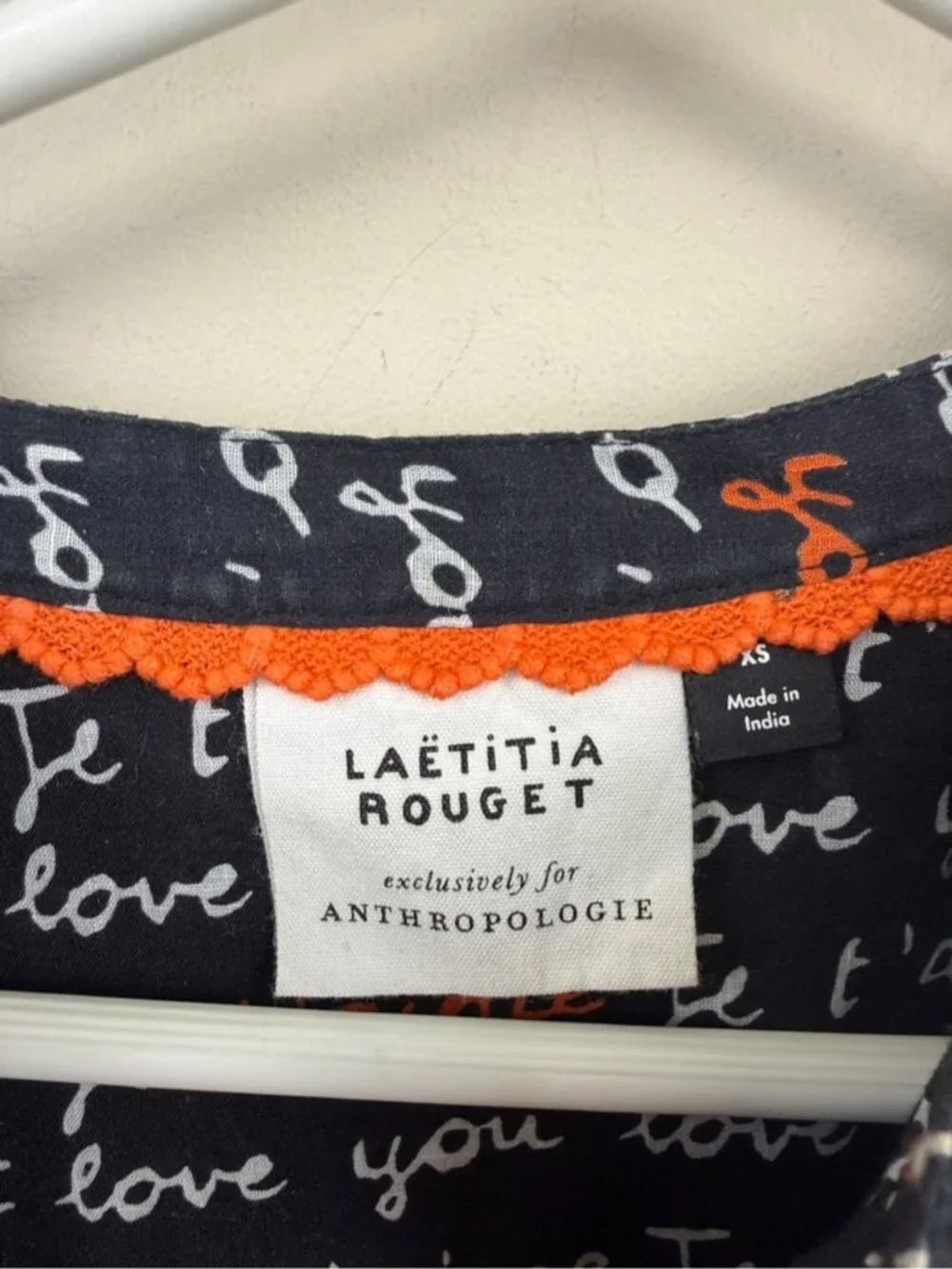 Anthropologie Laetitia Rouget I love you Puff-Sleeved Buttondown blouse small